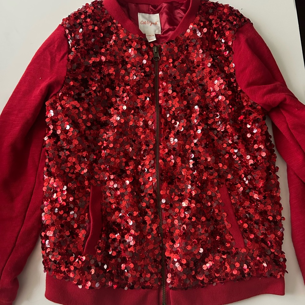 Cat & Jack Sparkling Red Sequin Jacket